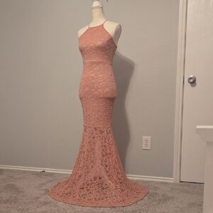 LSA Pink Halter Sleeveless Gown